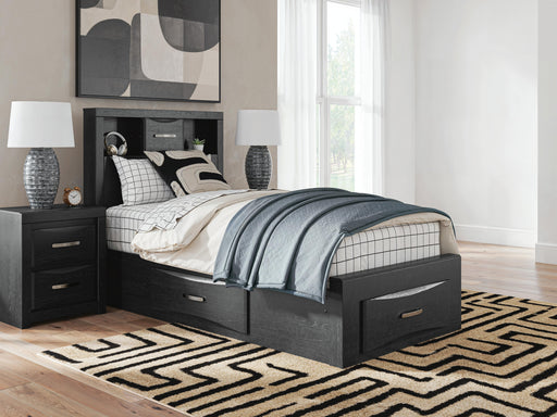 Stabotta Black Twin Bookcase Storage Bed - PCB1755B14