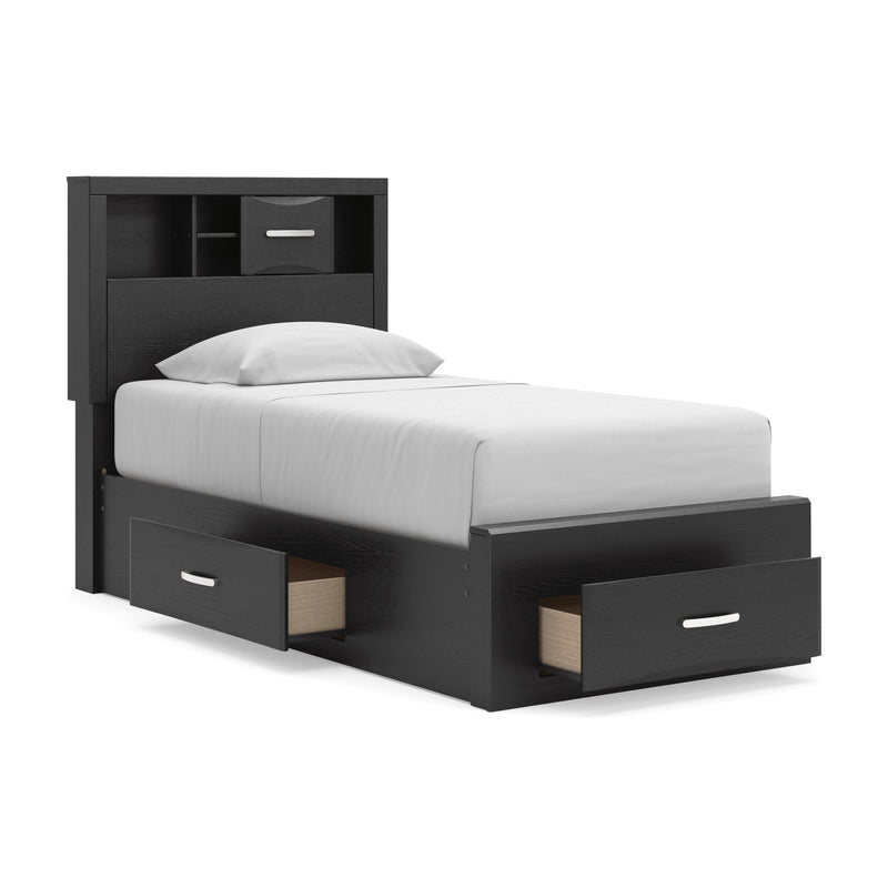 Stabotta Black Twin Bookcase Storage Bed - PCB1755B14