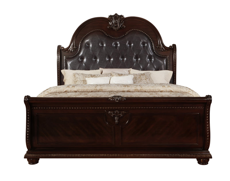 Stanley Cherry Brown King Upholstered Sleigh Bed - DMV FurnitureKing Bed