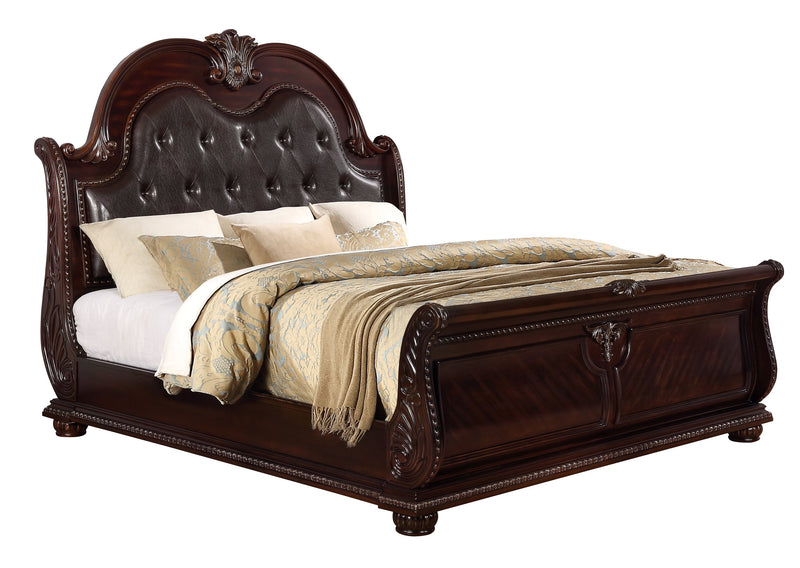 Stanley Cherry Brown King Upholstered Sleigh Bed - DMV FurnitureKing Bed