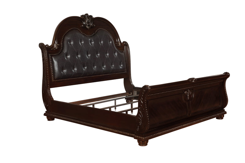 Stanley Cherry Brown King Upholstered Sleigh Bed - DMV FurnitureKing Bed