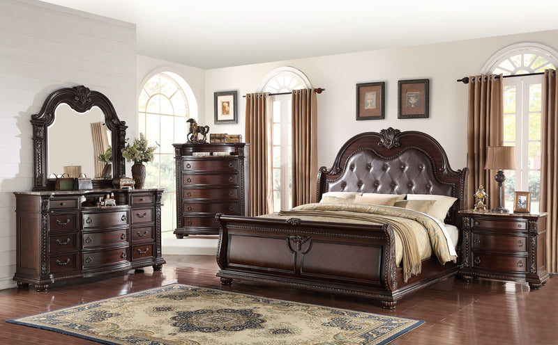 Stanley Cherry Brown King Upholstered Sleigh Bed - DMV FurnitureKing Bed