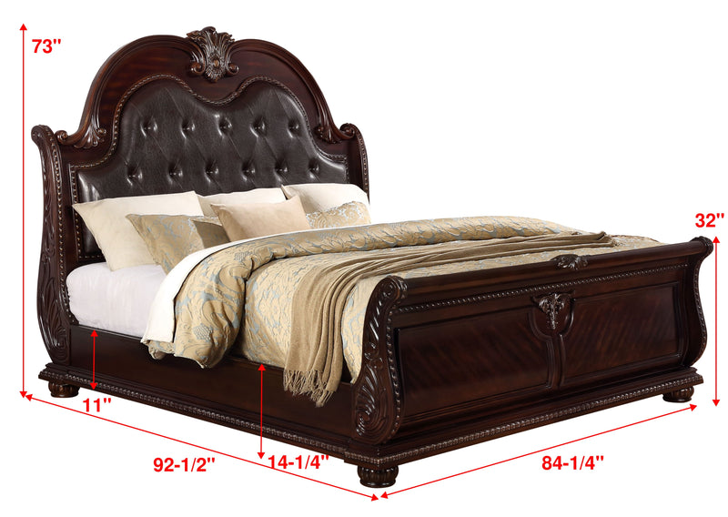 Stanley Cherry Brown Upholstered Sleigh Bedroom Set - DMV FurnitureBedroom Set