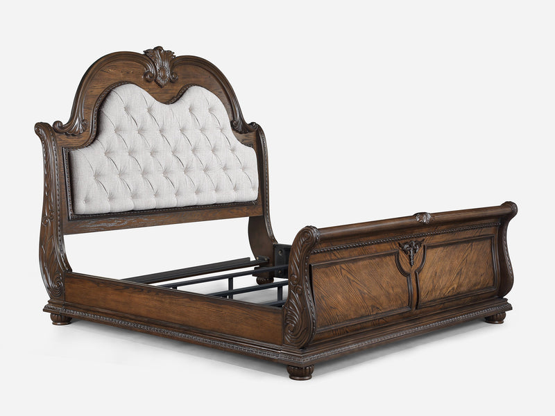 Stanley Coffee Brown Queen Upholstered Sleigh Bed - DMV FurnitureQueen Bed