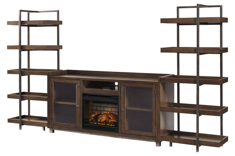 Starmore Brown/Gunmetal 3 - Piece Wall Unit with Electric Fireplace - DMV FurnitureEntertainment Center