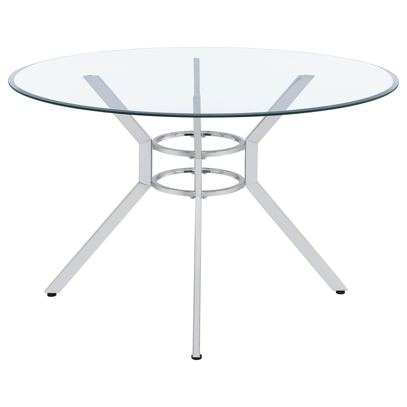 Steele 48-inch Round Glass Top Dining Table Chrome - 115200CHR