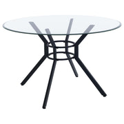 Steele 48-inch Round Glass Top Dining Table Matte Black - 115200BLK