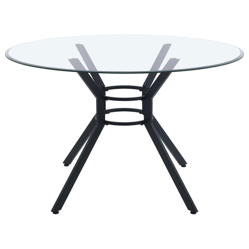 Steele 48-inch Round Glass Top Dining Table Matte Black - 115200BLK