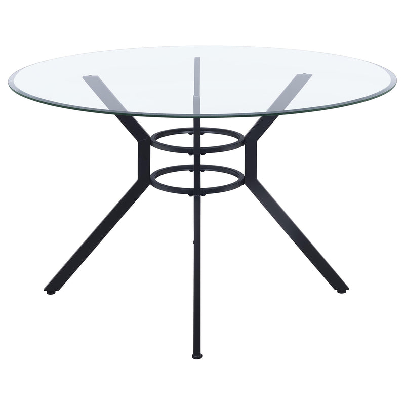 Steele 48-inch Round Glass Top Dining Table Matte Black - 115200BLK