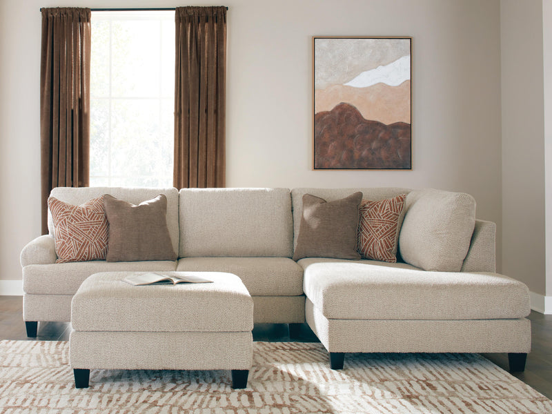 Steelwater Retreat 2-Piece Sectional with Chaise and Oversized Accent Ottoman in Latte - PKG024826