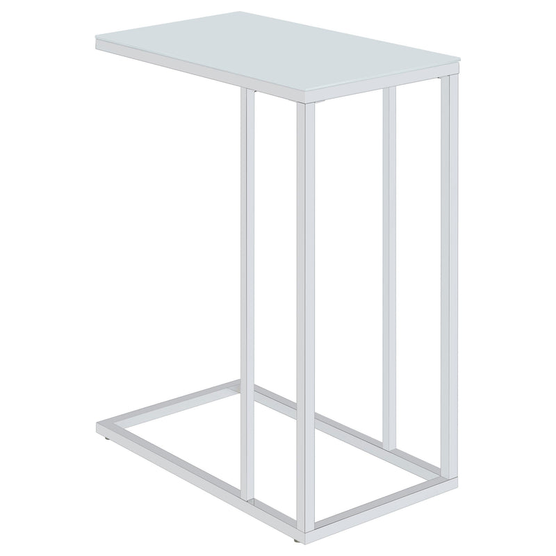Stella White Glass Top C-Shaped Sofa Side Table Chrome - 900250