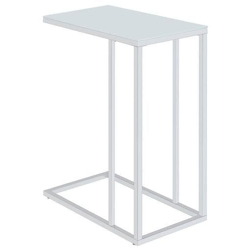 Stella White Glass Top C-Shaped Sofa Side Table Chrome - 900250