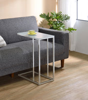 Stella White Glass Top C-Shaped Sofa Side Table Chrome - 900250