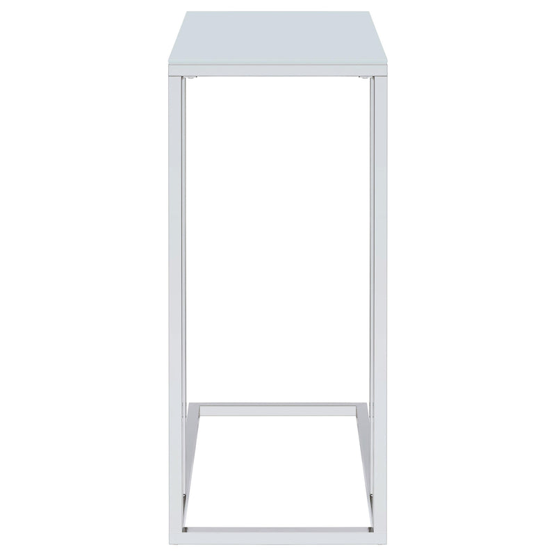 Stella White Glass Top C-Shaped Sofa Side Table Chrome - 900250