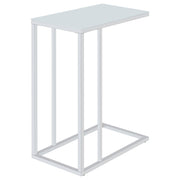 Stella White Glass Top C-Shaped Sofa Side Table Chrome - 900250