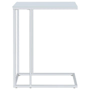 Stella White Glass Top C-Shaped Sofa Side Table Chrome - 900250