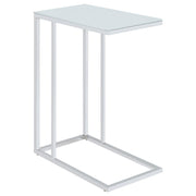 Stella White Glass Top C-Shaped Sofa Side Table Chrome - 900250