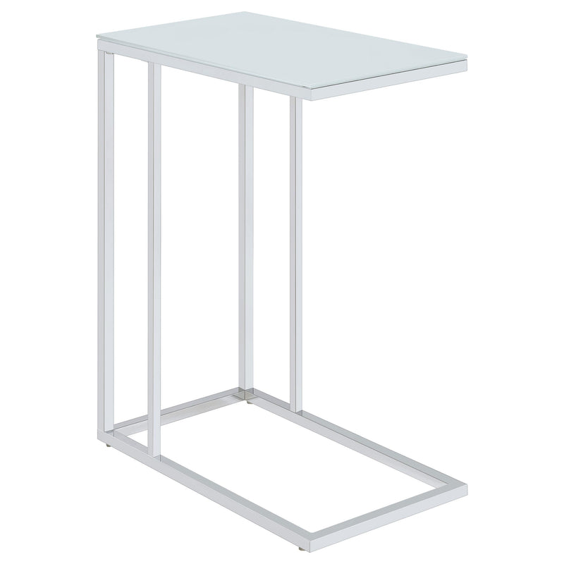 Stella White Glass Top C-Shaped Sofa Side Table Chrome - 900250