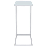 Stella White Glass Top C-Shaped Sofa Side Table Chrome - 900250