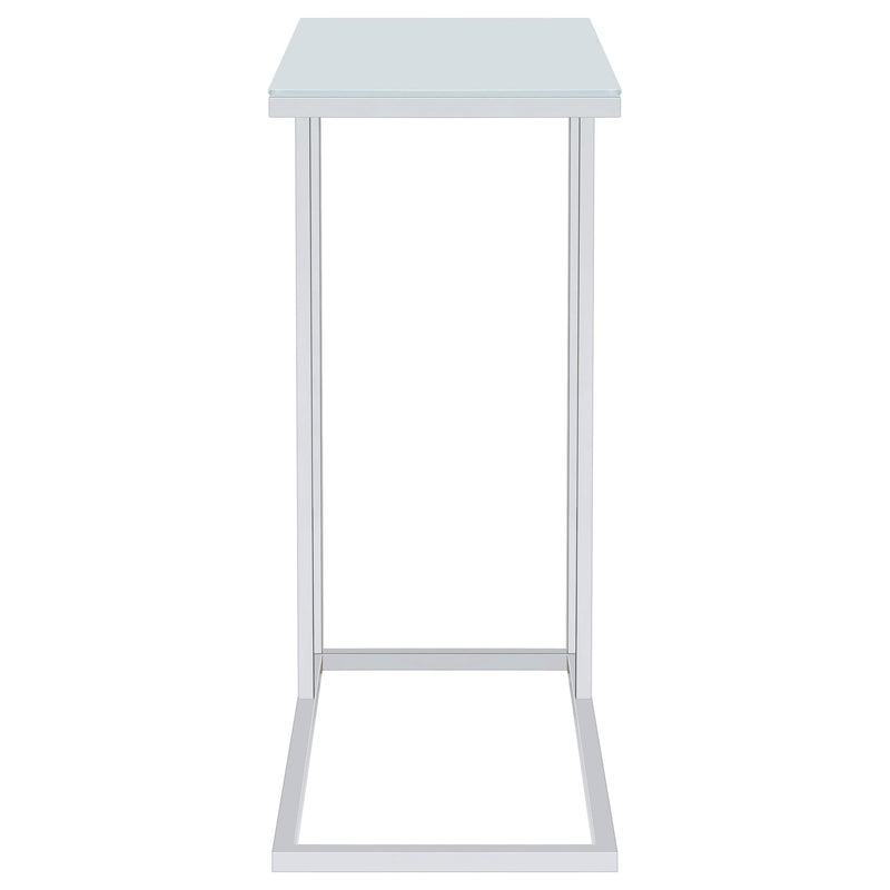 Stella White Glass Top C-Shaped Sofa Side Table Chrome - 900250