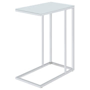 Stella White Glass Top C-Shaped Sofa Side Table Chrome - 900250