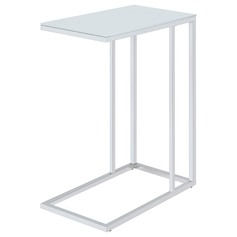 Stella White Glass Top C-Shaped Sofa Side Table Chrome - 900250