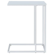 Stella White Glass Top C-Shaped Sofa Side Table Chrome - 900250