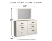 Stelsie Full Panel Bed with Mirrored Dresser and Nightstand in White - PKG018454