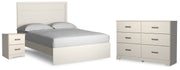 Stelsie Queen Panel Bed with Dresser and Nightstand in White from Ashley - DMV Furniture