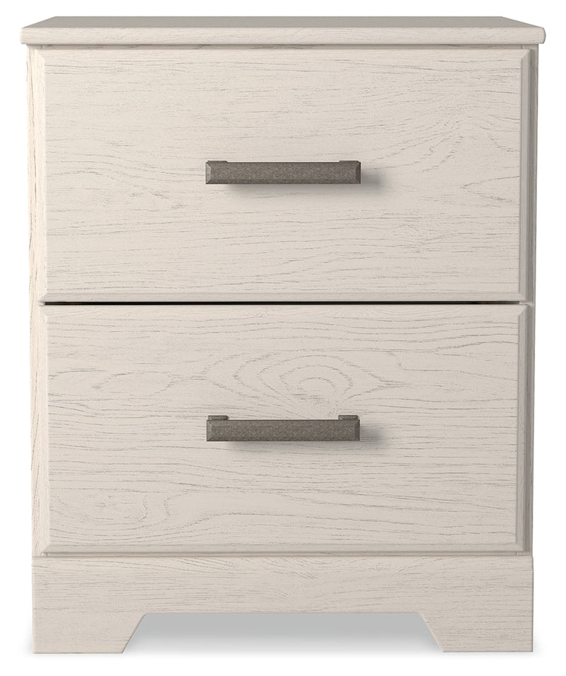 Stelsie Twin Panel Bed with Mirrored Dresser and 2 Nightstands in White - PKG015992