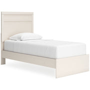 Stelsie Twin Panel Bed with Mirrored Dresser and Chest in White - PKG015995
