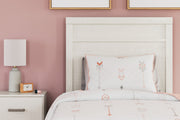 Stelsie Twin Panel Bed with Mirrored Dresser, Chest and 2 Nightstands in White - PKG015993