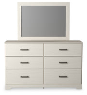 Stelsie Twin Panel Bed with Mirrored Dresser, Chest and 2 Nightstands in White - PKG015993