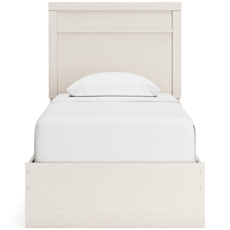 Stelsie Twin Panel Bed with Mirrored Dresser, Chest and 2 Nightstands in White - PKG015993