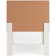 Stelsie Twin Panel Bed with Mirrored Dresser in White - PKG015991