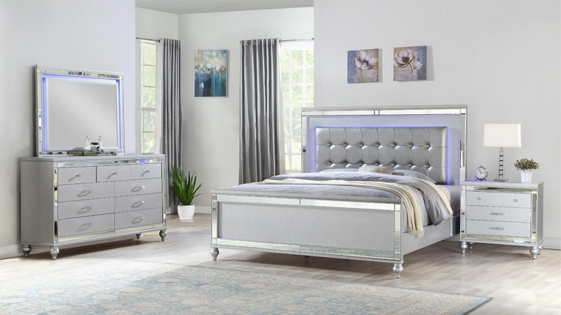 Sterling Queen 4 Pc Bedroom Set in Silver - Sterling Queen 4 Pc Bedroom Set in Silver