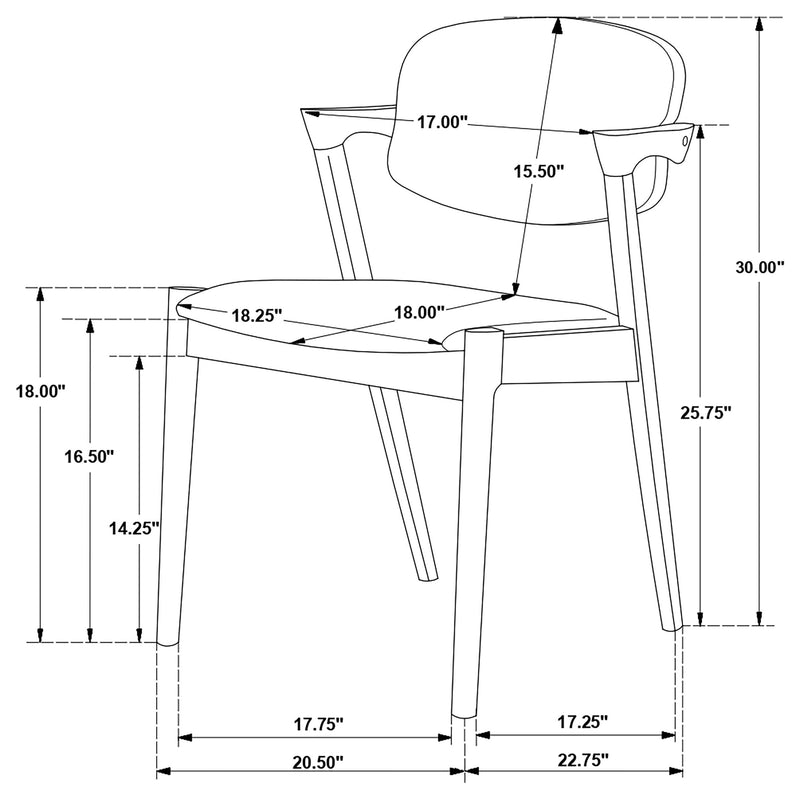 Stevie Padded Wood Dining Arm Chair Black (Set of 2) - 115112