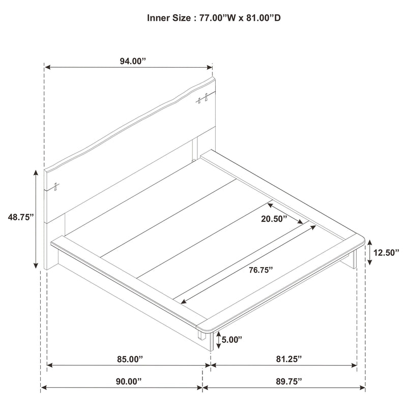 Stillwater Eastern King Platform Bed - 222801KE