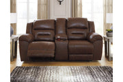 Stoneland Chocolate Power Reclining Loveseat with Console - DMV FurniturePower Reclining Loveseat