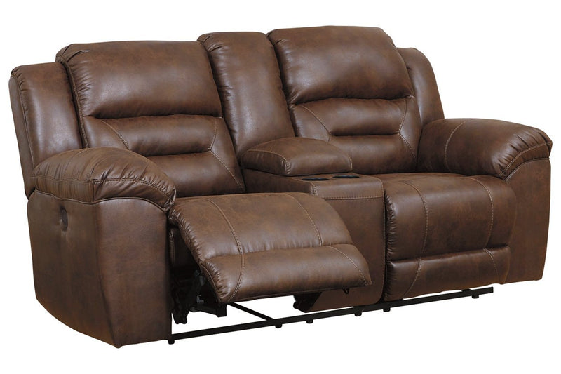 Stoneland Chocolate Power Reclining Loveseat with Console - DMV FurniturePower Reclining Loveseat