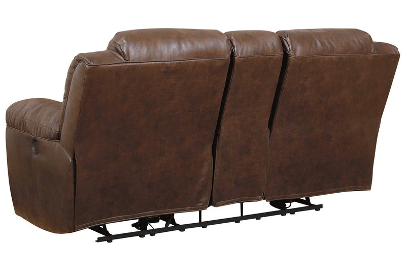 Stoneland Chocolate Reclining Loveseat with Console - 3990494 - DMV Furniture