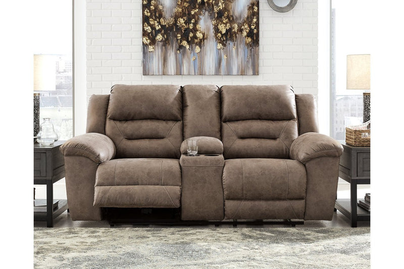 Stoneland Fossil Power Reclining Loveseat with Console - DMV FurniturePower Reclining Loveseat
