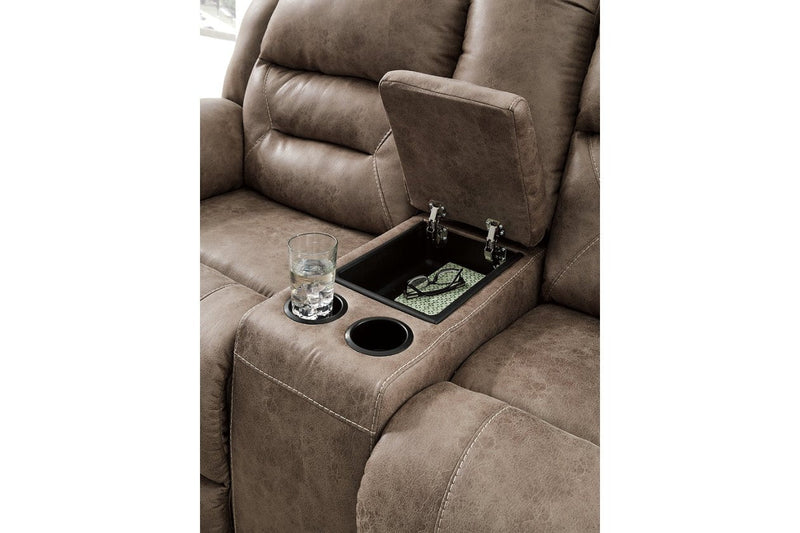 Stoneland Fossil Power Reclining Loveseat with Console - DMV FurniturePower Reclining Loveseat