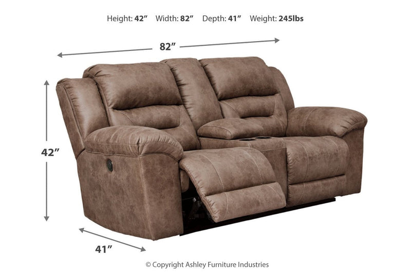 Stoneland Fossil Power Reclining Loveseat with Console - DMV FurniturePower Reclining Loveseat