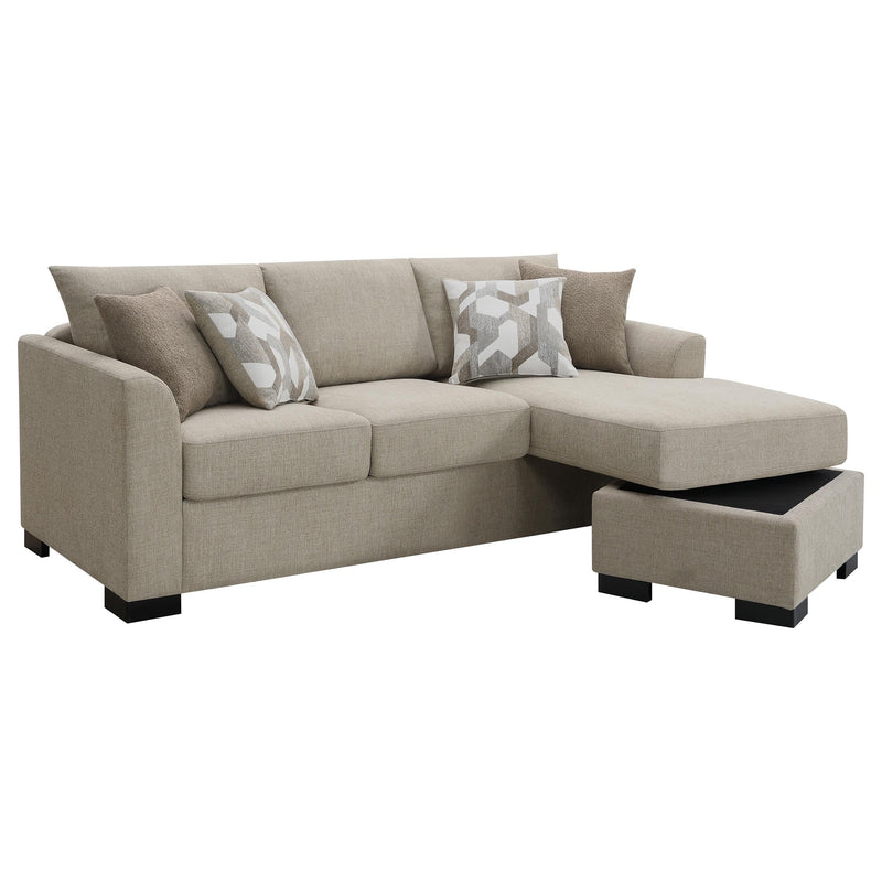 Storey Upholstered Sleeper Sectional Chaise Sofa Camel - 504778