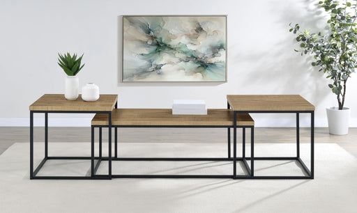 Straden 3-piece Engineered Wood Coffee Table Set Mango and Black - 700144