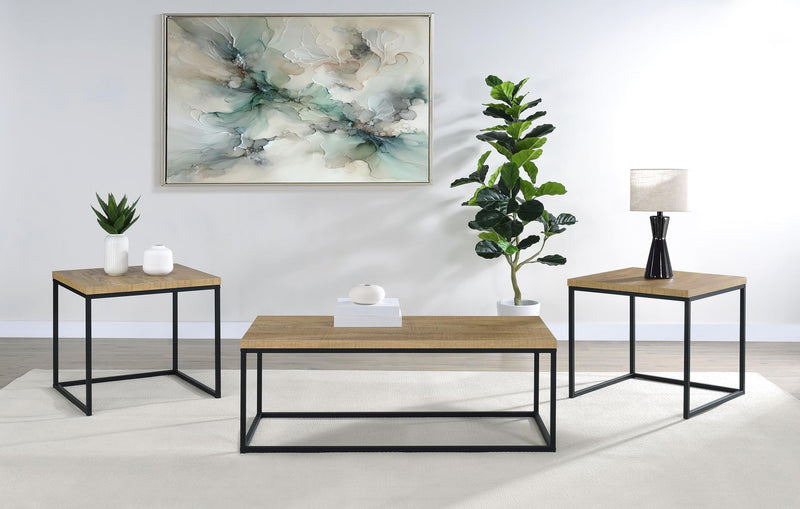 Straden 3-piece Engineered Wood Coffee Table Set Mango and Black - 700144