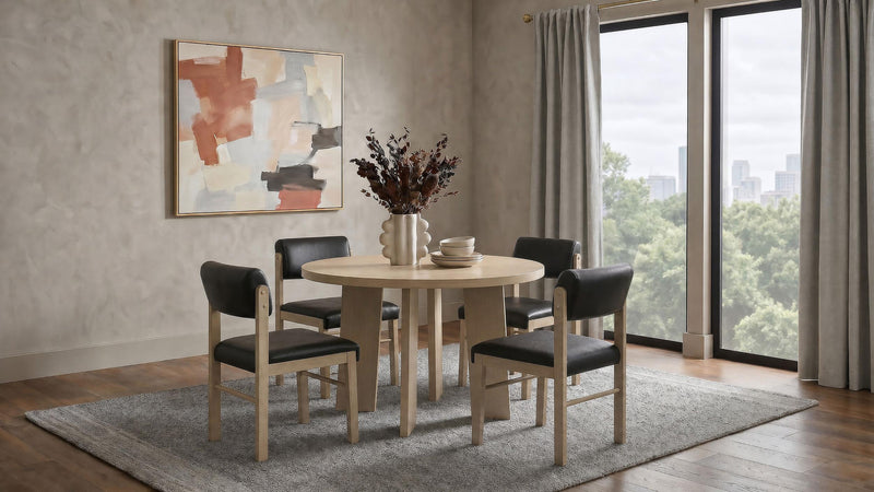Strouse 5-piece Dining Set Black and Natural Oak - 193940NAT-S5C