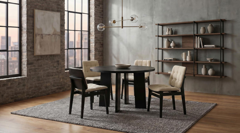 Strouse 5-piece Dining Set Cream and Black - 193940BLK-S5D