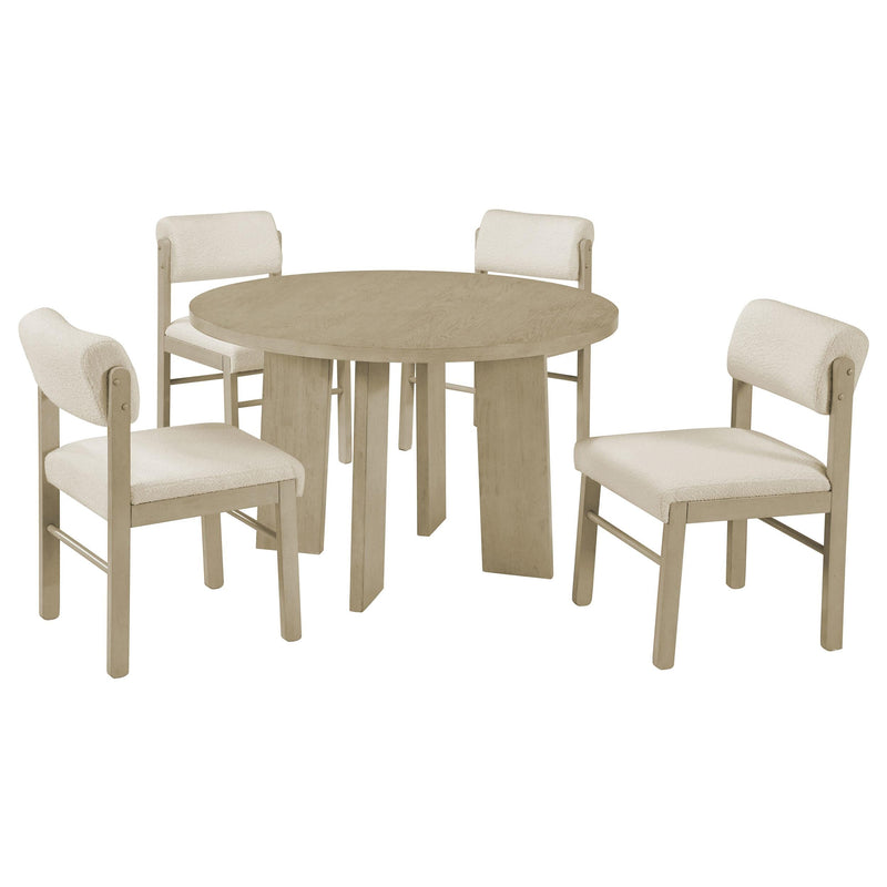 Strouse 5-piece Dining Set Cream and Natural Oak - 193940NAT-S5B
